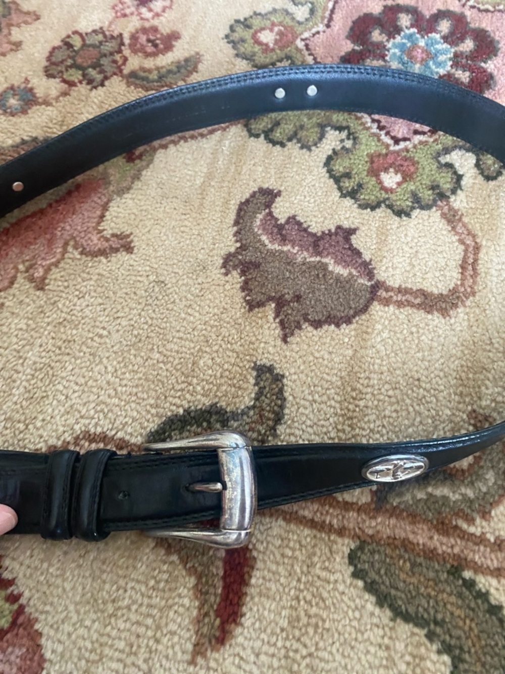Classic Black Leather Men's Belt with Silver Buckle golf cowhide 38